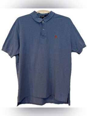 Mens Polo Ralph Lauren Cotton Heather Light Blue Golf Shirt Classic Fit XL